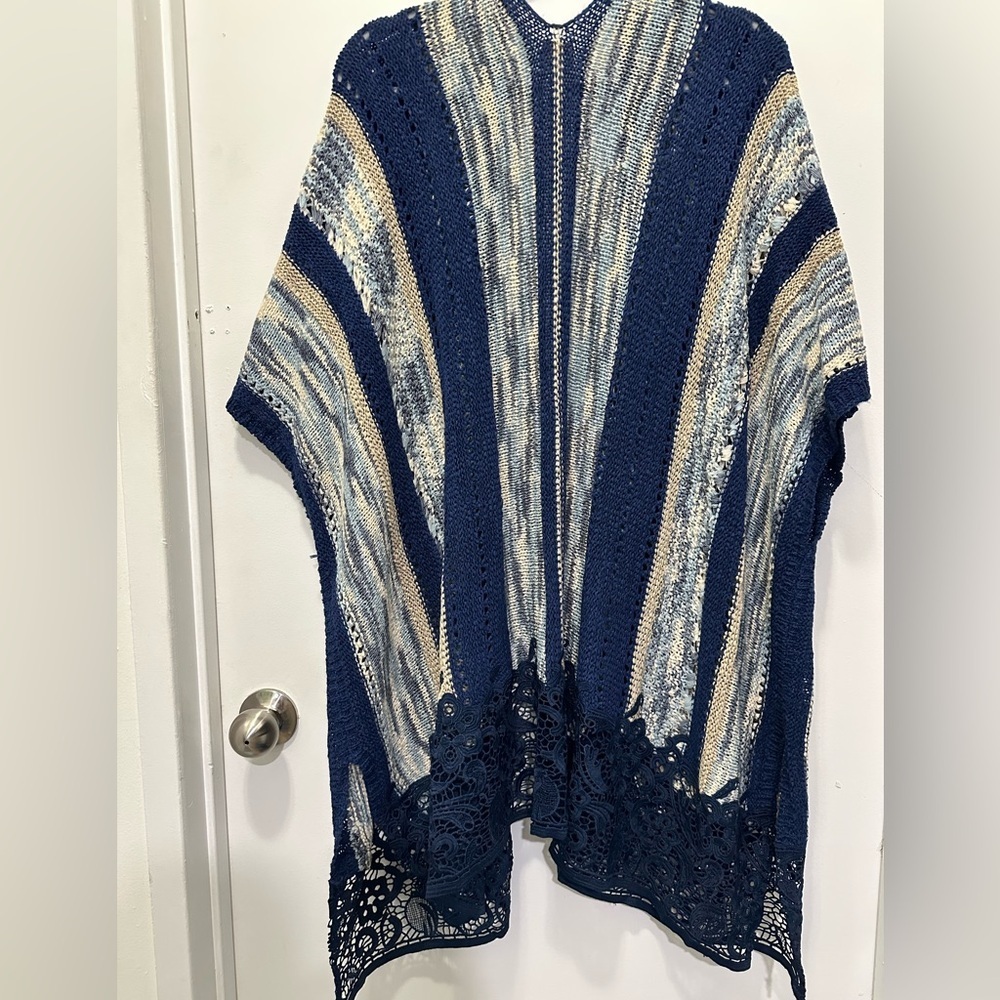 Chico's Crochet Lace Knit Kimono Cardigan Sz L/XL - Picture 4 of 6